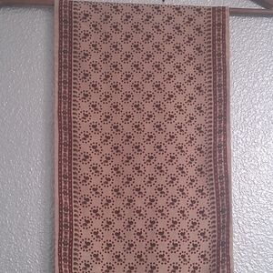 Tan & Dark Red 100% Pure Silk Scarf    66"×10"